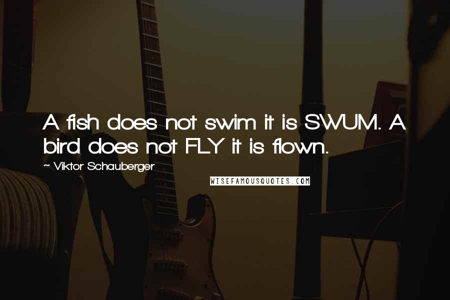 Viktor Schauberger Quotes: A fish does not swim it is SWUM. A bird does not FLY it is flown.