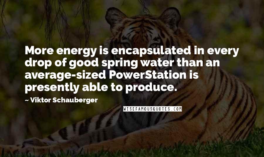 Viktor Schauberger Quotes: More energy is encapsulated in every drop of good spring water than an average-sized PowerStation is presently able to produce.