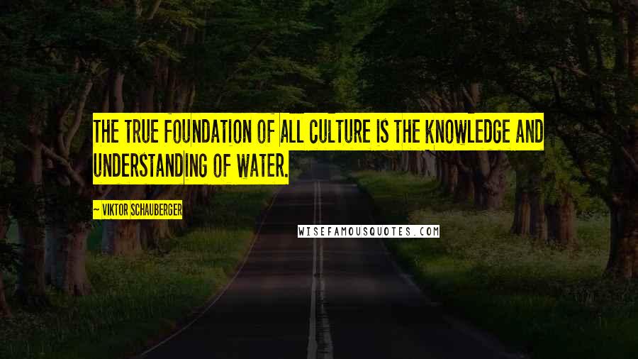 Viktor Schauberger Quotes: The true foundation of all culture is the knowledge and understanding of water.