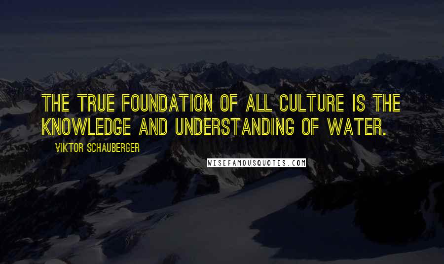 Viktor Schauberger Quotes: The true foundation of all culture is the knowledge and understanding of water.