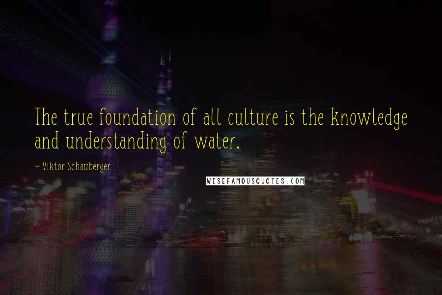 Viktor Schauberger Quotes: The true foundation of all culture is the knowledge and understanding of water.