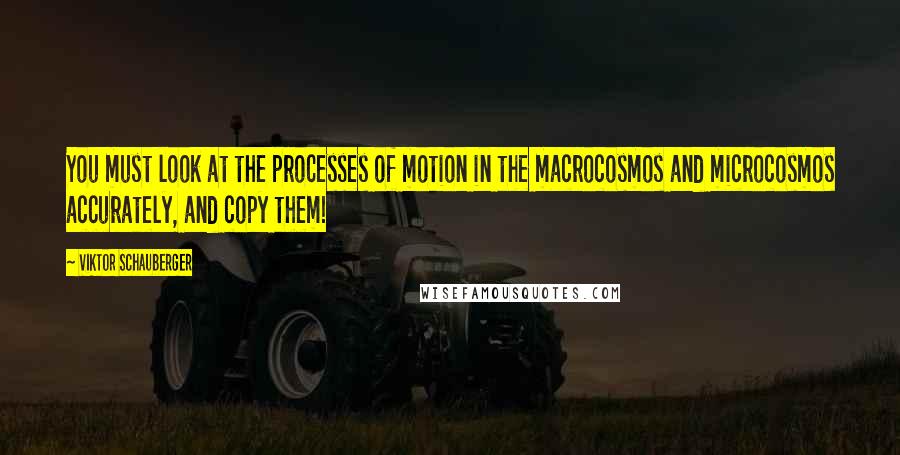 Viktor Schauberger Quotes: You must look at the processes of motion in the macrocosmos and microcosmos accurately, and copy them!