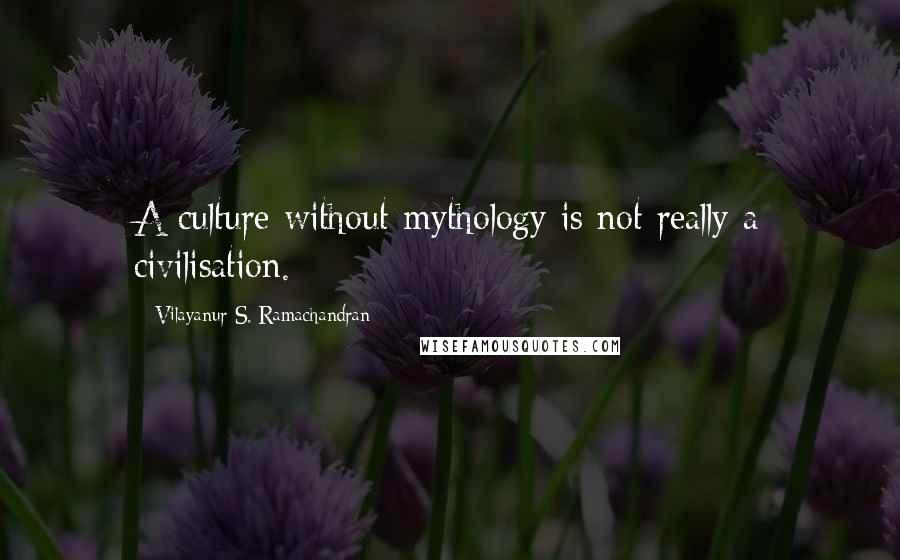 Vilayanur S. Ramachandran Quotes: A culture without mythology is not really a civilisation.