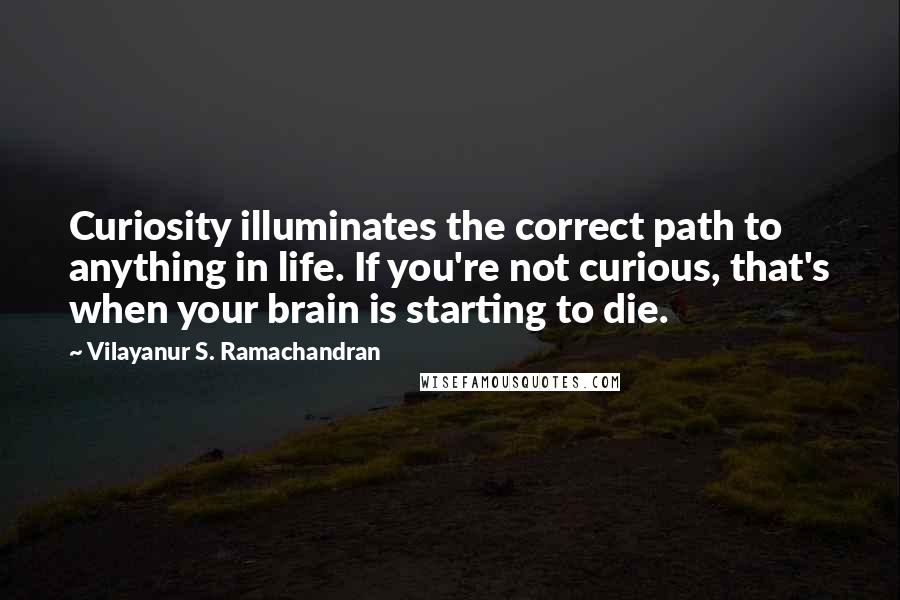 Vilayanur S. Ramachandran Quotes: Curiosity illuminates the correct path to anything in life. If you're not curious, that's when your brain is starting to die.