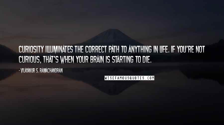 Vilayanur S. Ramachandran Quotes: Curiosity illuminates the correct path to anything in life. If you're not curious, that's when your brain is starting to die.