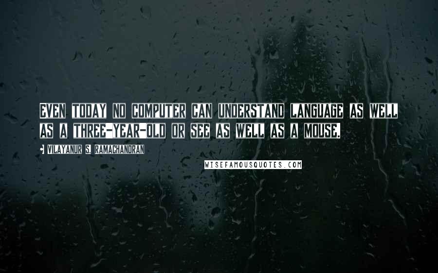Vilayanur S. Ramachandran Quotes: Even today no computer can understand language as well as a three-year-old or see as well as a mouse.