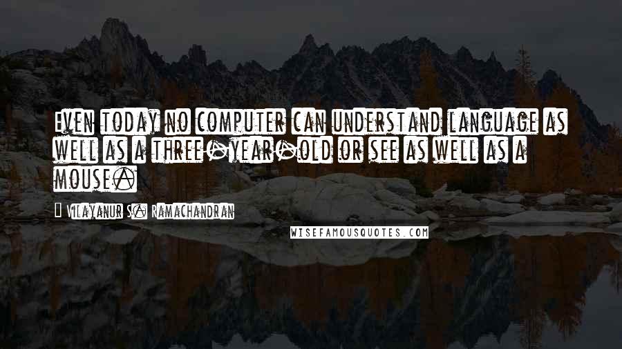 Vilayanur S. Ramachandran Quotes: Even today no computer can understand language as well as a three-year-old or see as well as a mouse.