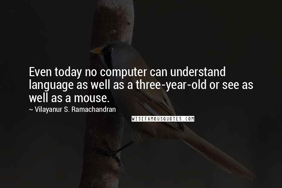 Vilayanur S. Ramachandran Quotes: Even today no computer can understand language as well as a three-year-old or see as well as a mouse.