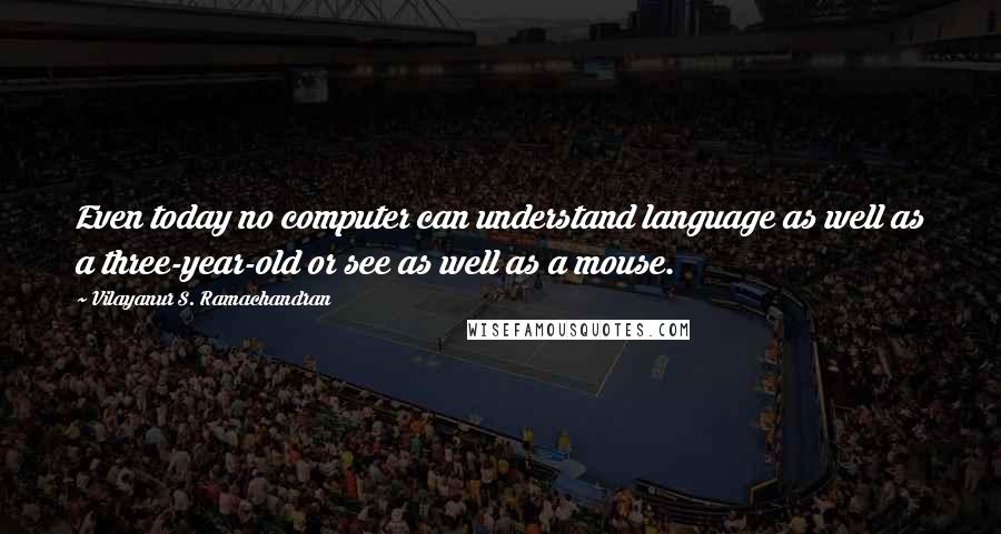 Vilayanur S. Ramachandran Quotes: Even today no computer can understand language as well as a three-year-old or see as well as a mouse.