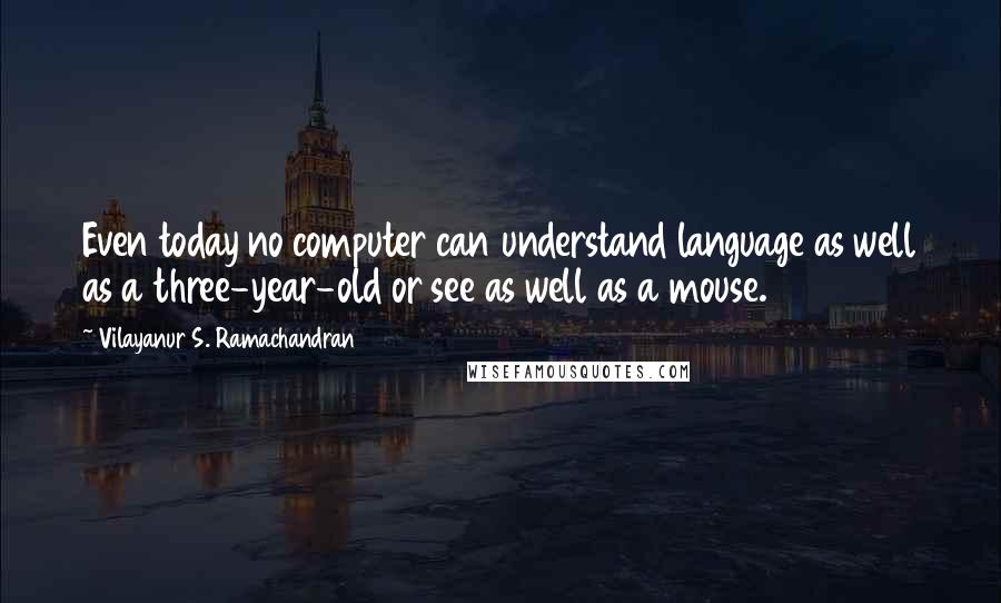 Vilayanur S. Ramachandran Quotes: Even today no computer can understand language as well as a three-year-old or see as well as a mouse.