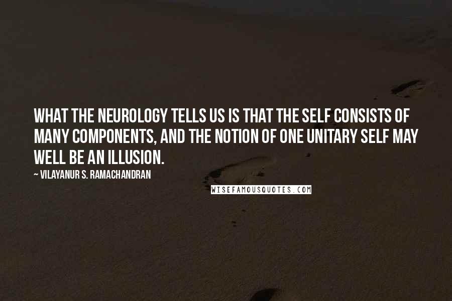 Vilayanur S. Ramachandran Quotes: What the neurology tells us is that the self consists of many components, and the notion of one unitary self may well be an illusion.