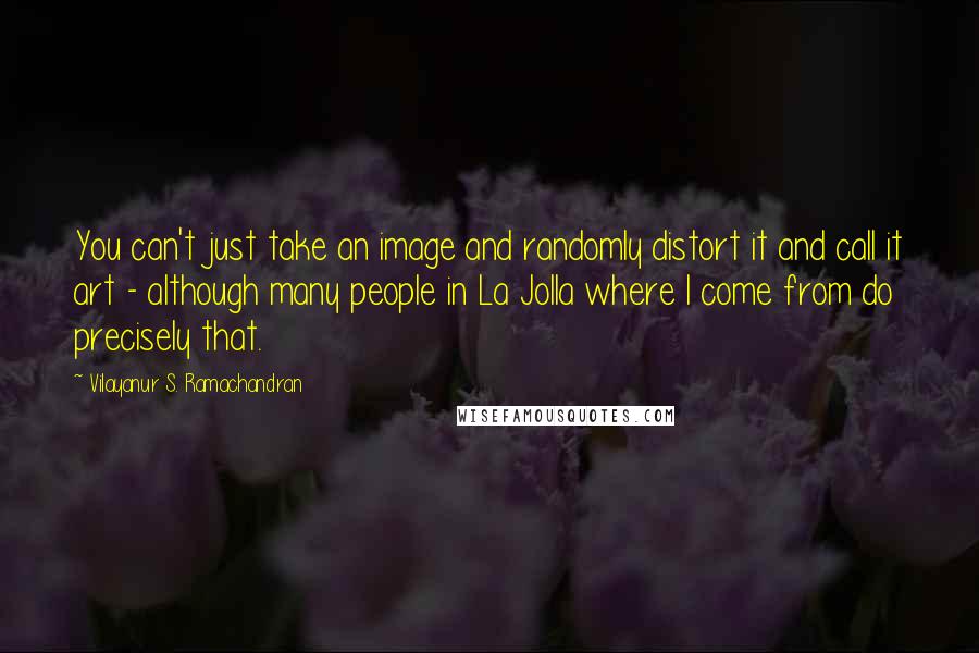 Vilayanur S. Ramachandran Quotes: You can't just take an image and randomly distort it and call it art - although many people in La Jolla where I come from do precisely that.