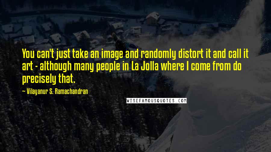 Vilayanur S. Ramachandran Quotes: You can't just take an image and randomly distort it and call it art - although many people in La Jolla where I come from do precisely that.