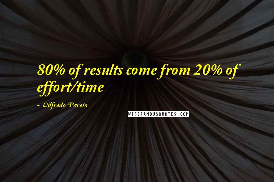 Vilfredo Pareto Quotes: 80% of results come from 20% of effort/time