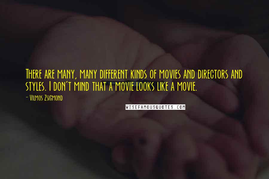 Vilmos Zsigmond Quotes: There are many, many different kinds of movies and directors and styles. I don't mind that a movie looks like a movie.