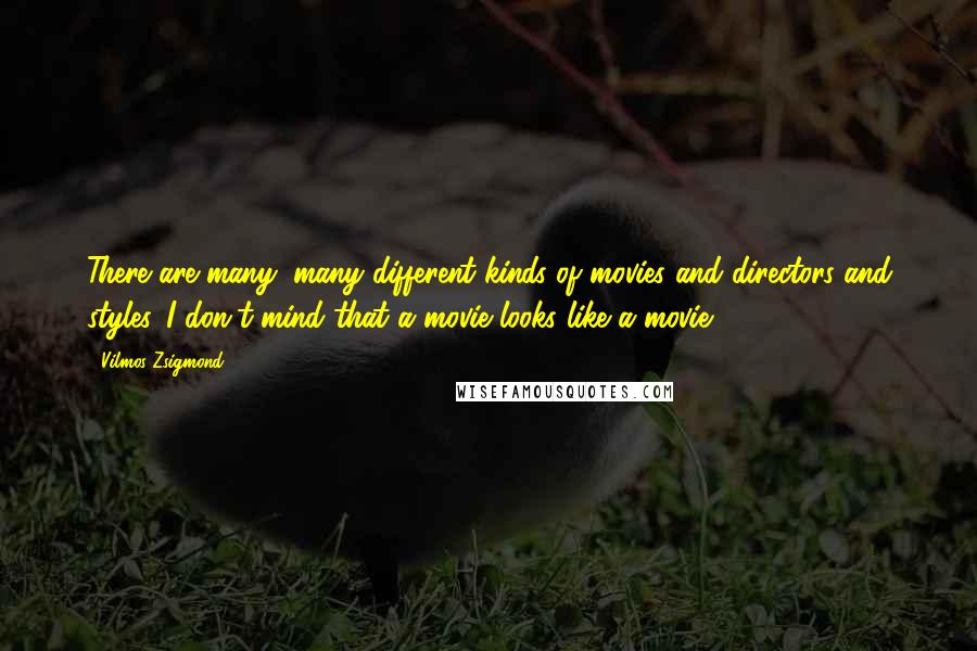 Vilmos Zsigmond Quotes: There are many, many different kinds of movies and directors and styles. I don't mind that a movie looks like a movie.