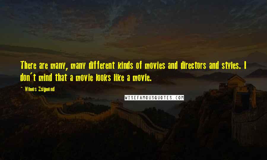 Vilmos Zsigmond Quotes: There are many, many different kinds of movies and directors and styles. I don't mind that a movie looks like a movie.