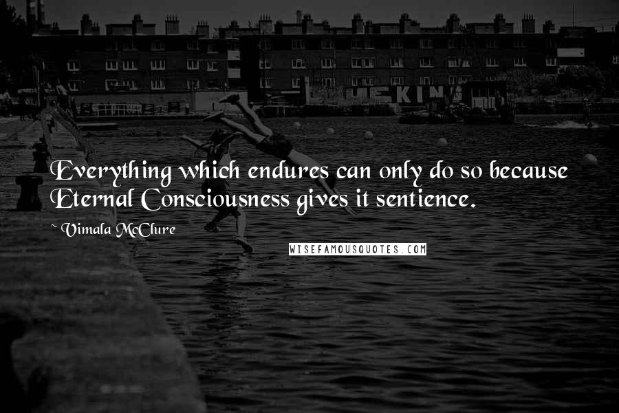 Vimala McClure Quotes: Everything which endures can only do so because Eternal Consciousness gives it sentience.