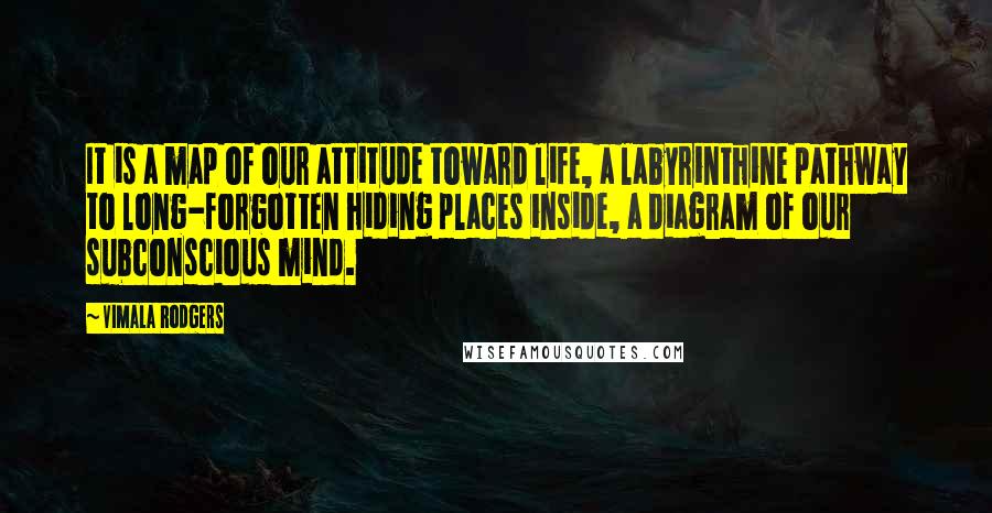 Vimala Rodgers Quotes: It is a map of our attitude toward life, a labyrinthine pathway to long-forgotten hiding places inside, a diagram of our subconscious mind.