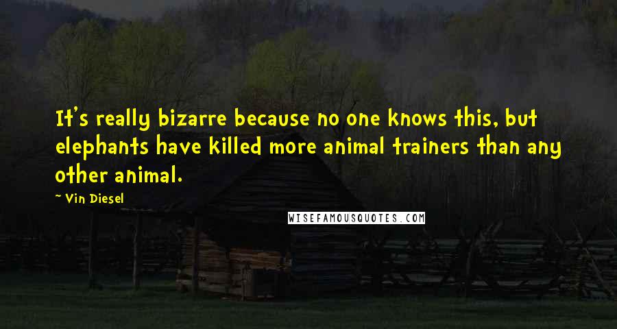 Vin Diesel Quotes: It's really bizarre because no one knows this, but elephants have killed more animal trainers than any other animal.