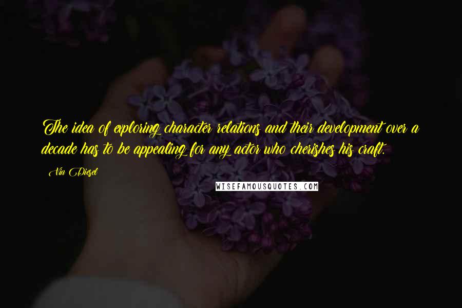 Vin Diesel Quotes: The idea of exploring character relations and their development over a decade has to be appealing for any actor who cherishes his craft.