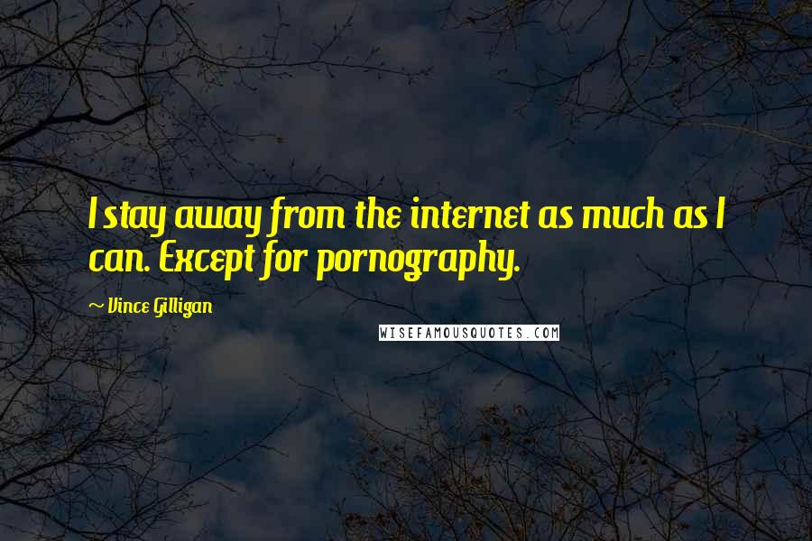 Vince Gilligan Quotes: I stay away from the internet as much as I can. Except for pornography.