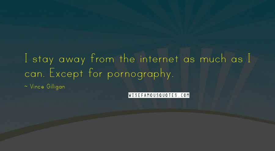 Vince Gilligan Quotes: I stay away from the internet as much as I can. Except for pornography.