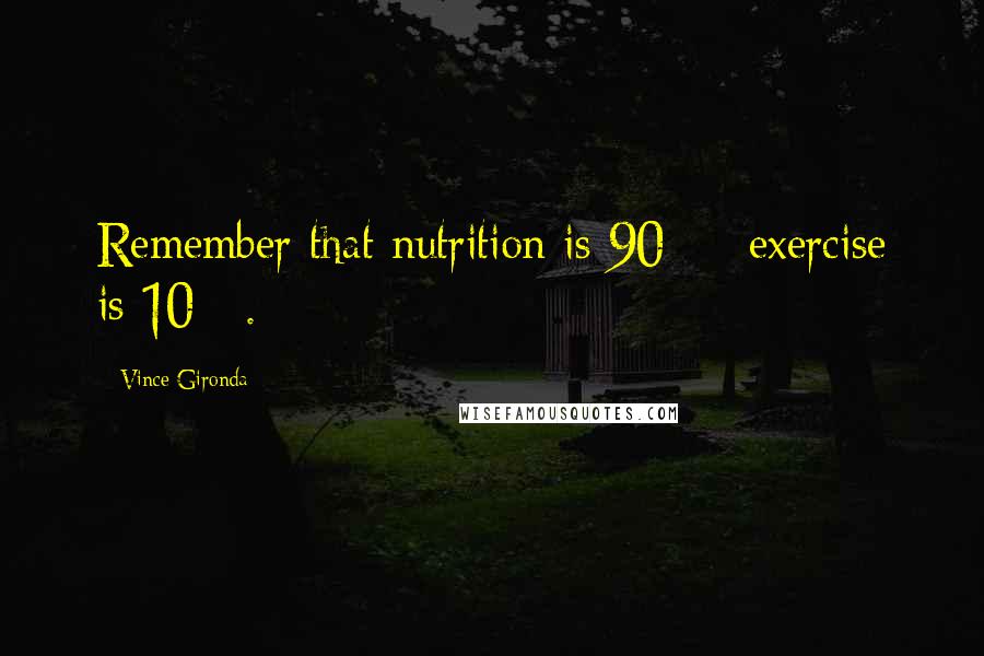 Vince Gironda Quotes: Remember that nutrition is 90%; exercise is 10%.