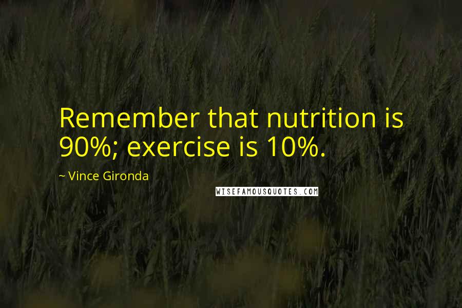 Vince Gironda Quotes: Remember that nutrition is 90%; exercise is 10%.