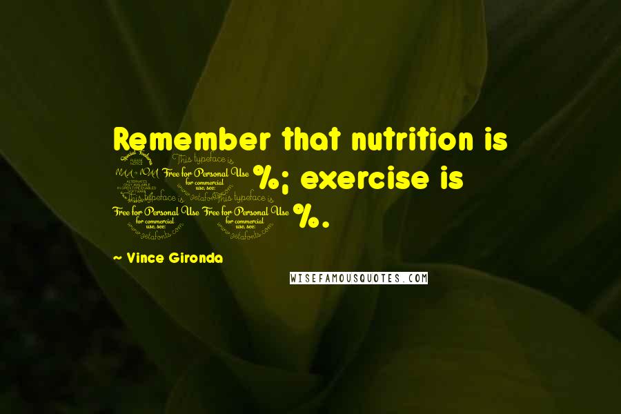 Vince Gironda Quotes: Remember that nutrition is 90%; exercise is 10%.