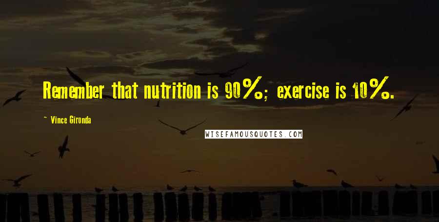 Vince Gironda Quotes: Remember that nutrition is 90%; exercise is 10%.