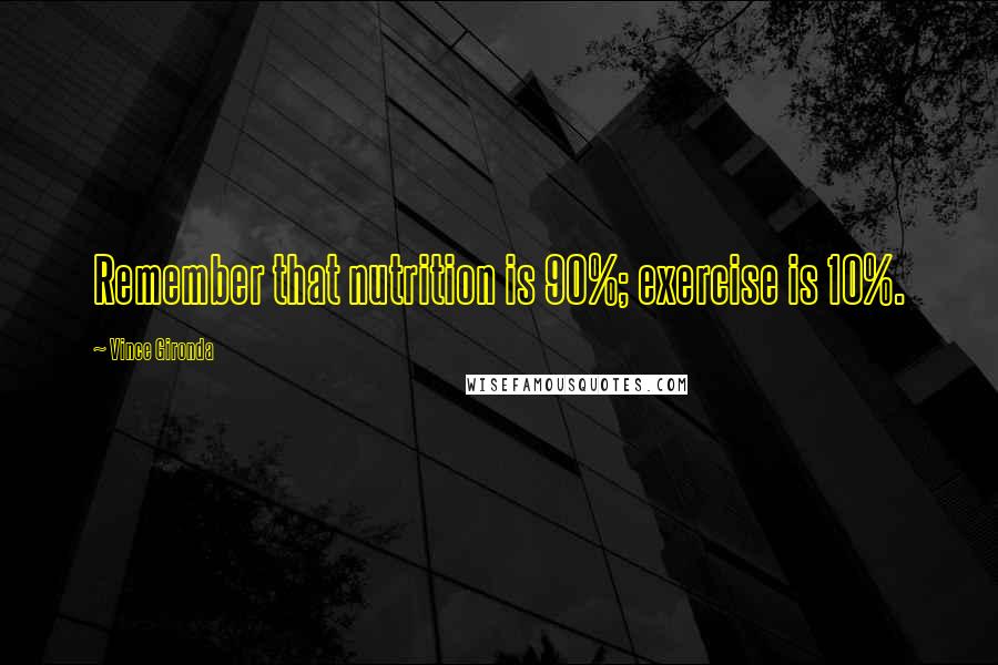 Vince Gironda Quotes: Remember that nutrition is 90%; exercise is 10%.