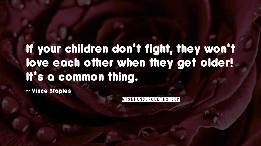 Vince Staples Quotes: If your children don't fight, they won't love each other when they get older! It's a common thing.