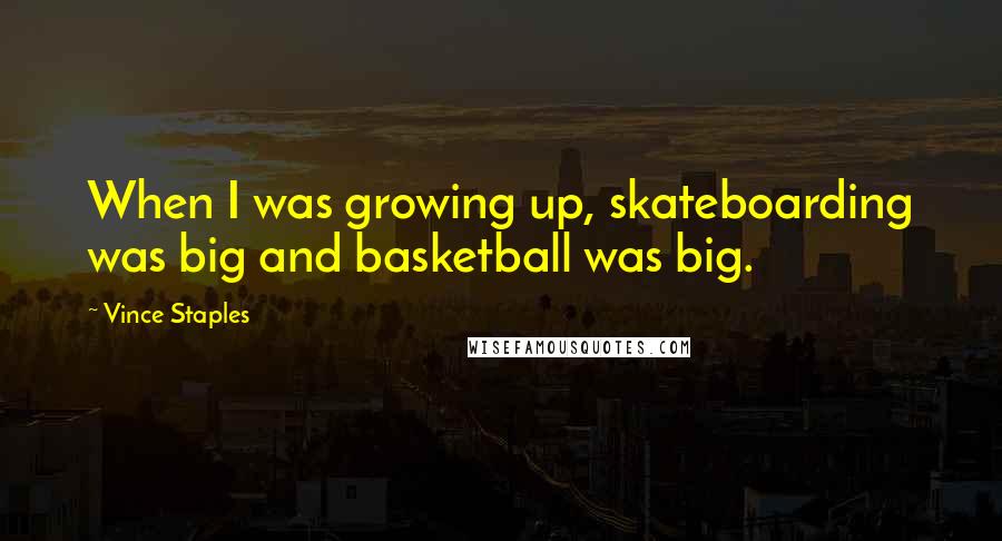 Vince Staples Quotes: When I was growing up, skateboarding was big and basketball was big.