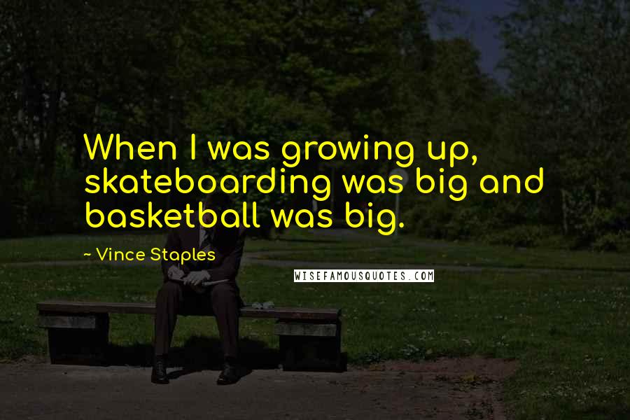 Vince Staples Quotes: When I was growing up, skateboarding was big and basketball was big.