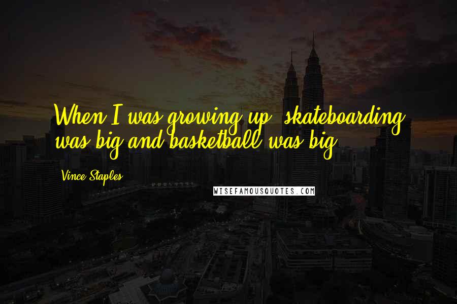 Vince Staples Quotes: When I was growing up, skateboarding was big and basketball was big.
