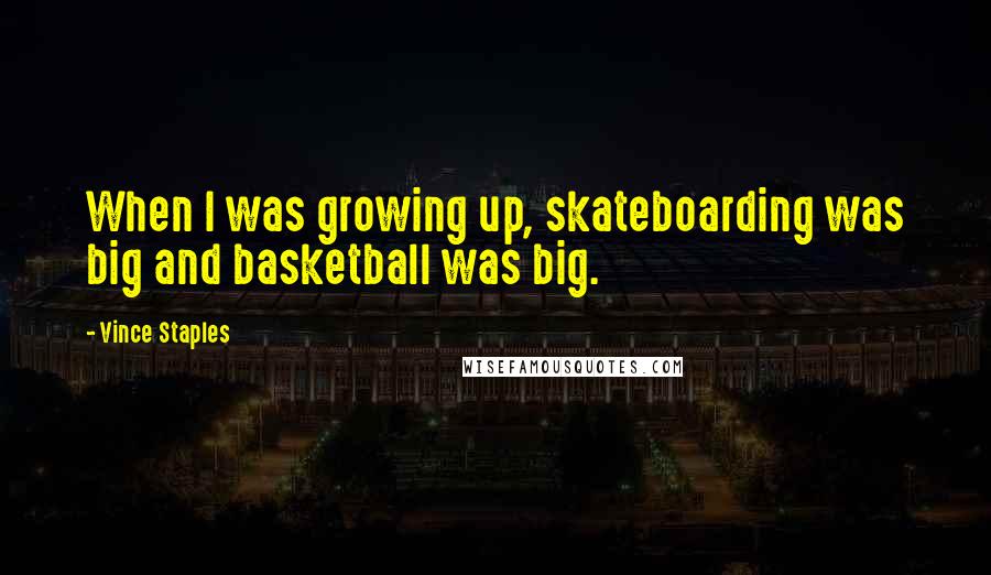 Vince Staples Quotes: When I was growing up, skateboarding was big and basketball was big.