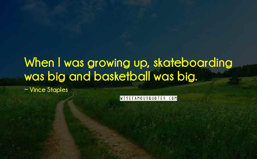 Vince Staples Quotes: When I was growing up, skateboarding was big and basketball was big.