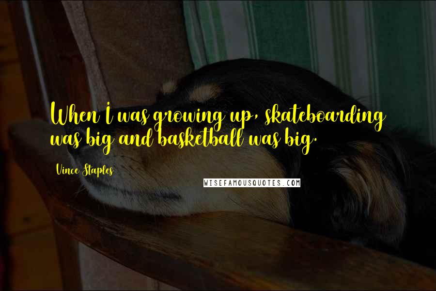 Vince Staples Quotes: When I was growing up, skateboarding was big and basketball was big.