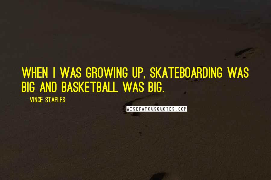 Vince Staples Quotes: When I was growing up, skateboarding was big and basketball was big.