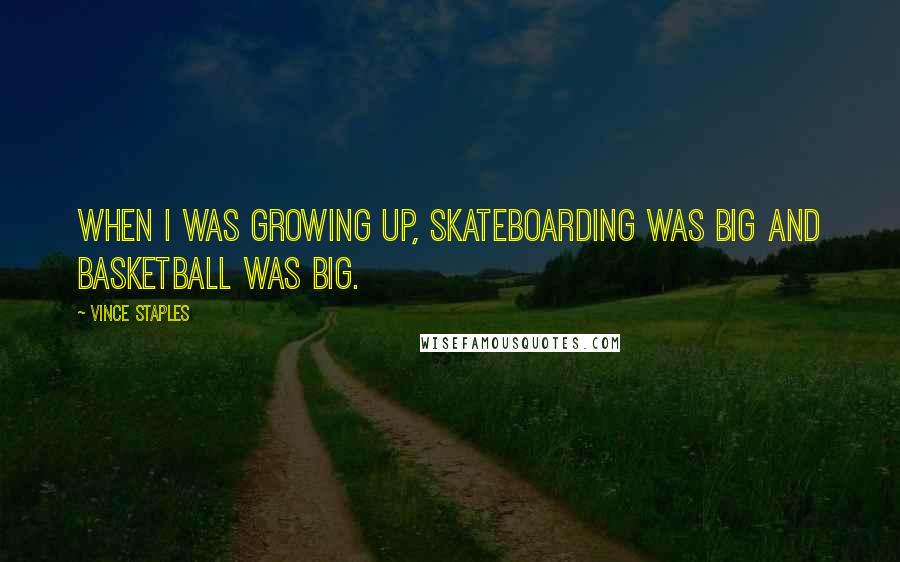Vince Staples Quotes: When I was growing up, skateboarding was big and basketball was big.