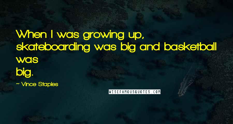 Vince Staples Quotes: When I was growing up, skateboarding was big and basketball was big.
