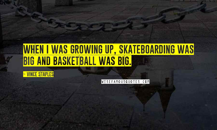 Vince Staples Quotes: When I was growing up, skateboarding was big and basketball was big.