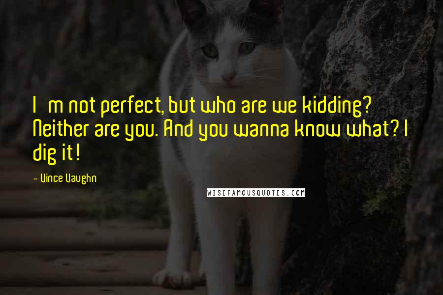 Vince Vaughn Quotes: I'm not perfect, but who are we kidding? Neither are you. And you wanna know what? I dig it!