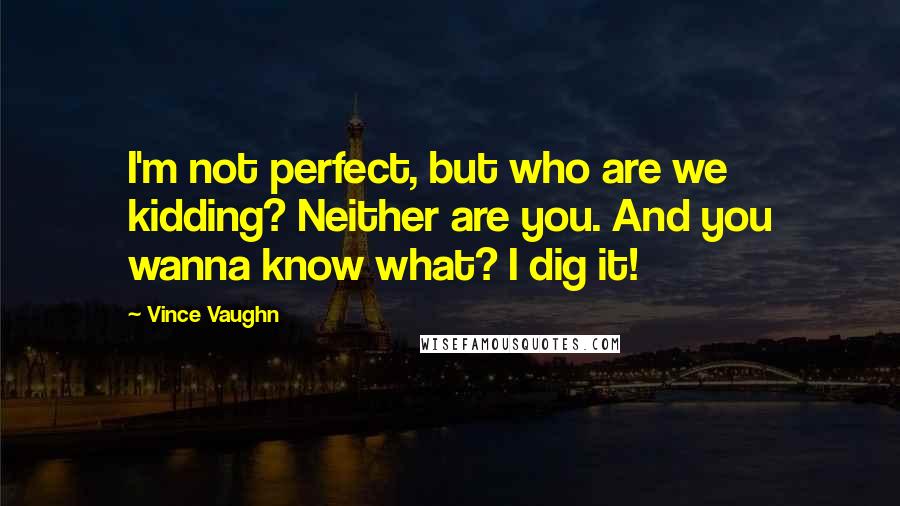 Vince Vaughn Quotes: I'm not perfect, but who are we kidding? Neither are you. And you wanna know what? I dig it!