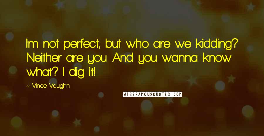 Vince Vaughn Quotes: I'm not perfect, but who are we kidding? Neither are you. And you wanna know what? I dig it!
