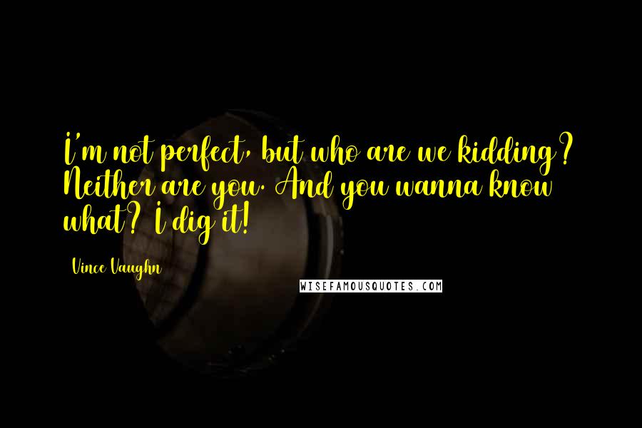 Vince Vaughn Quotes: I'm not perfect, but who are we kidding? Neither are you. And you wanna know what? I dig it!