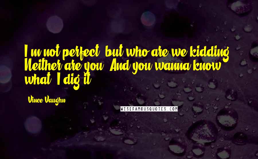 Vince Vaughn Quotes: I'm not perfect, but who are we kidding? Neither are you. And you wanna know what? I dig it!