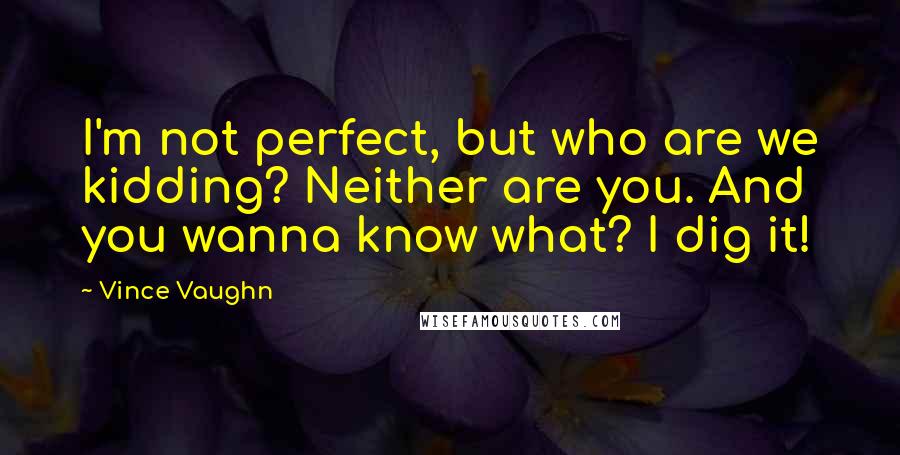 Vince Vaughn Quotes: I'm not perfect, but who are we kidding? Neither are you. And you wanna know what? I dig it!