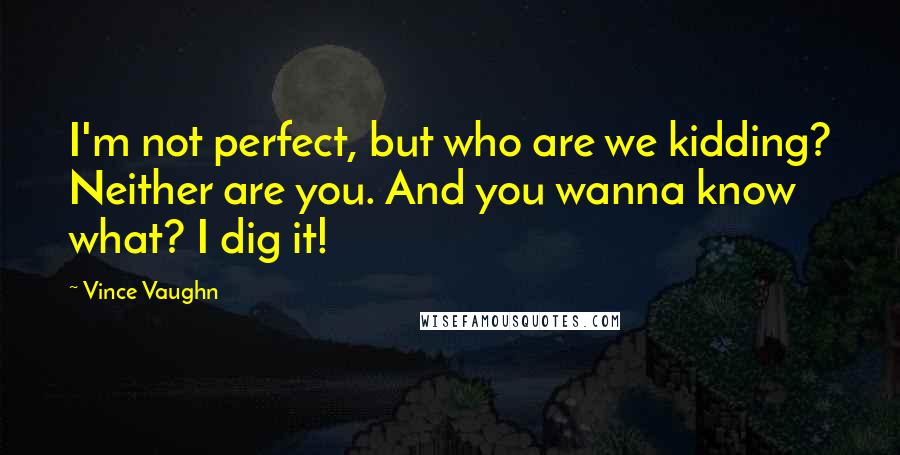 Vince Vaughn Quotes: I'm not perfect, but who are we kidding? Neither are you. And you wanna know what? I dig it!